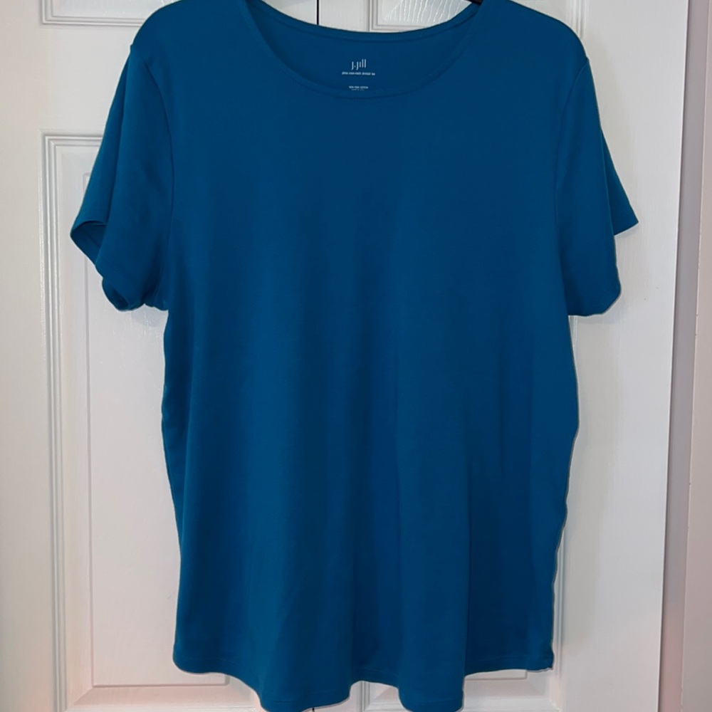 J.Jill Pima Crew Neck Shirttail Tee